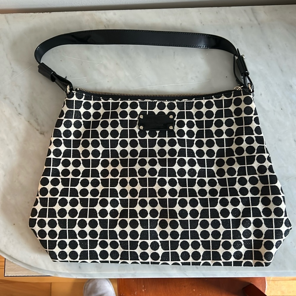 Kate Spade signature logo black and off-white purse